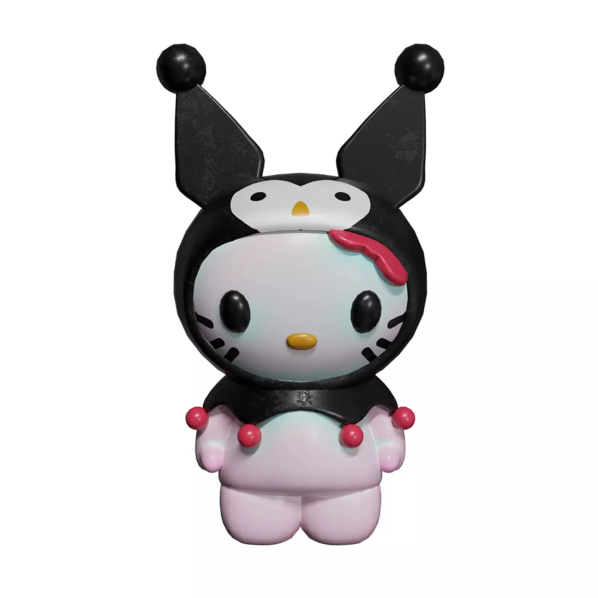 Kuromi hello kitty figurine Low-poly 3D model_0