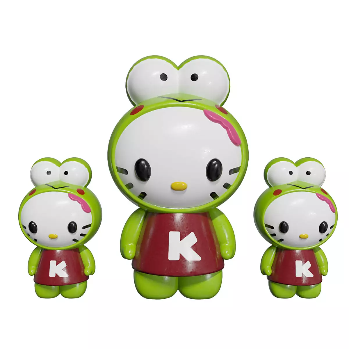 Hallo Kitty Frog Keroppi Low-poly 3D model_0