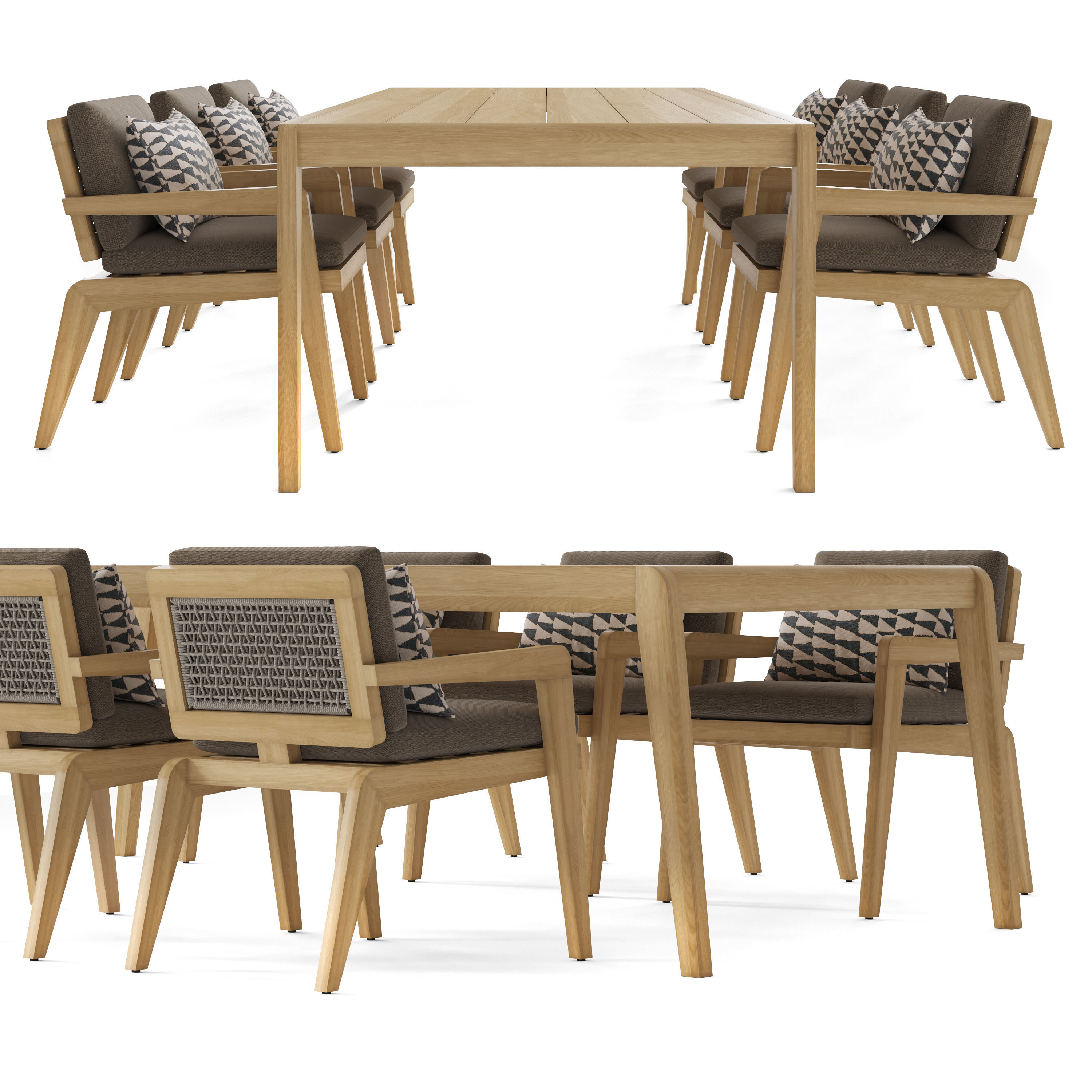 RH AVILA TEAK DINING TABLE 108 3D model_1