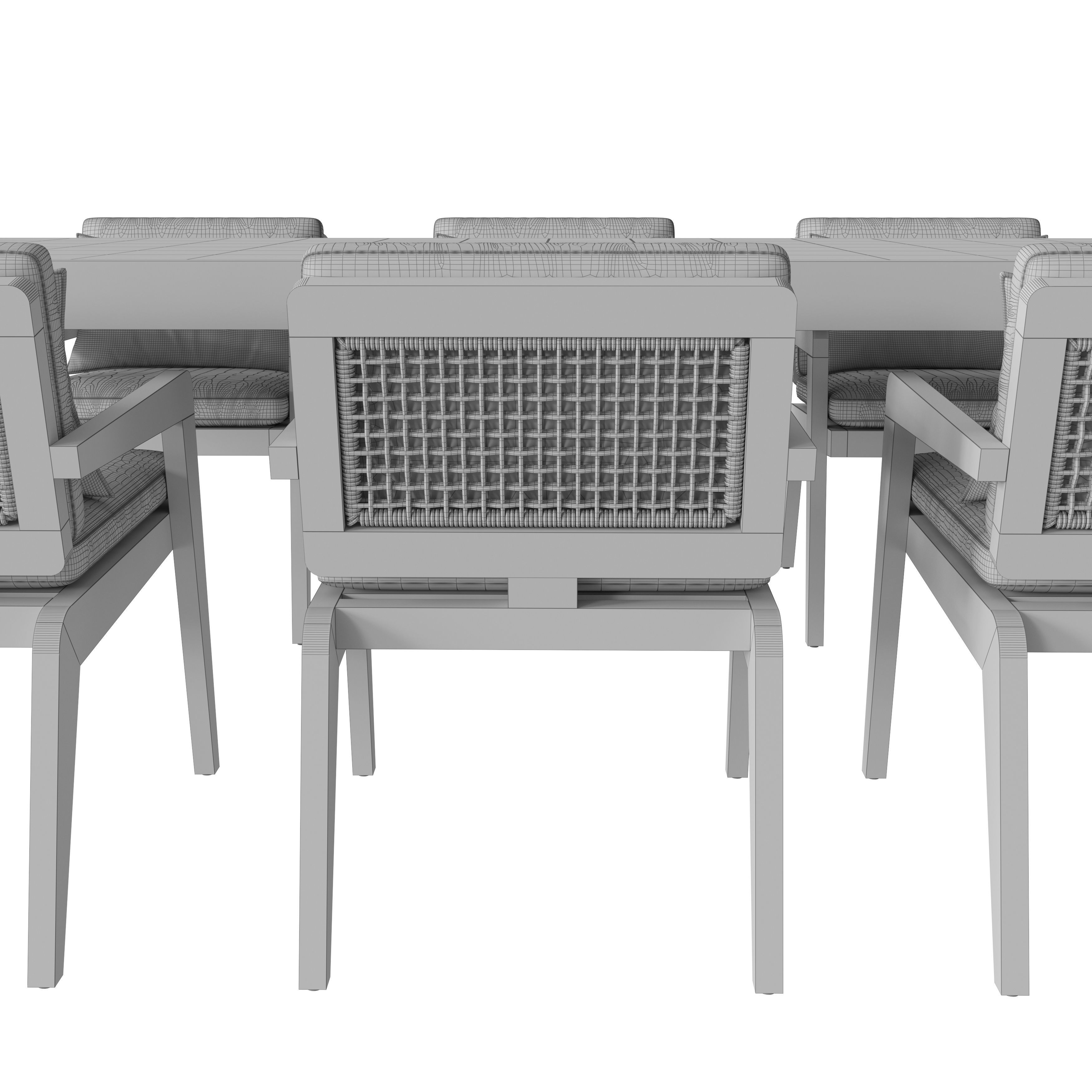 RH AVILA TEAK DINING TABLE 108 3D model_8