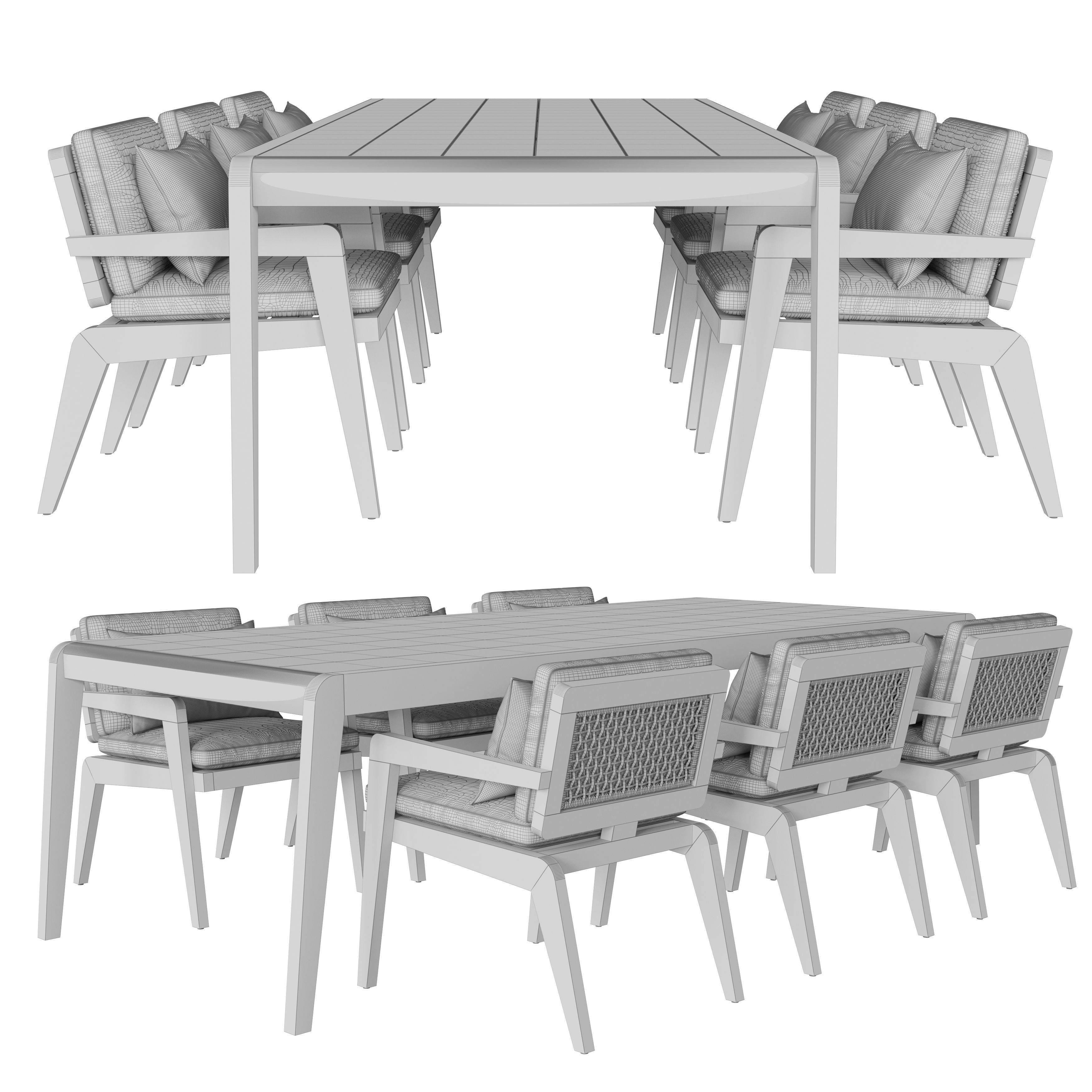 RH AVILA TEAK DINING TABLE 108 3D model_7