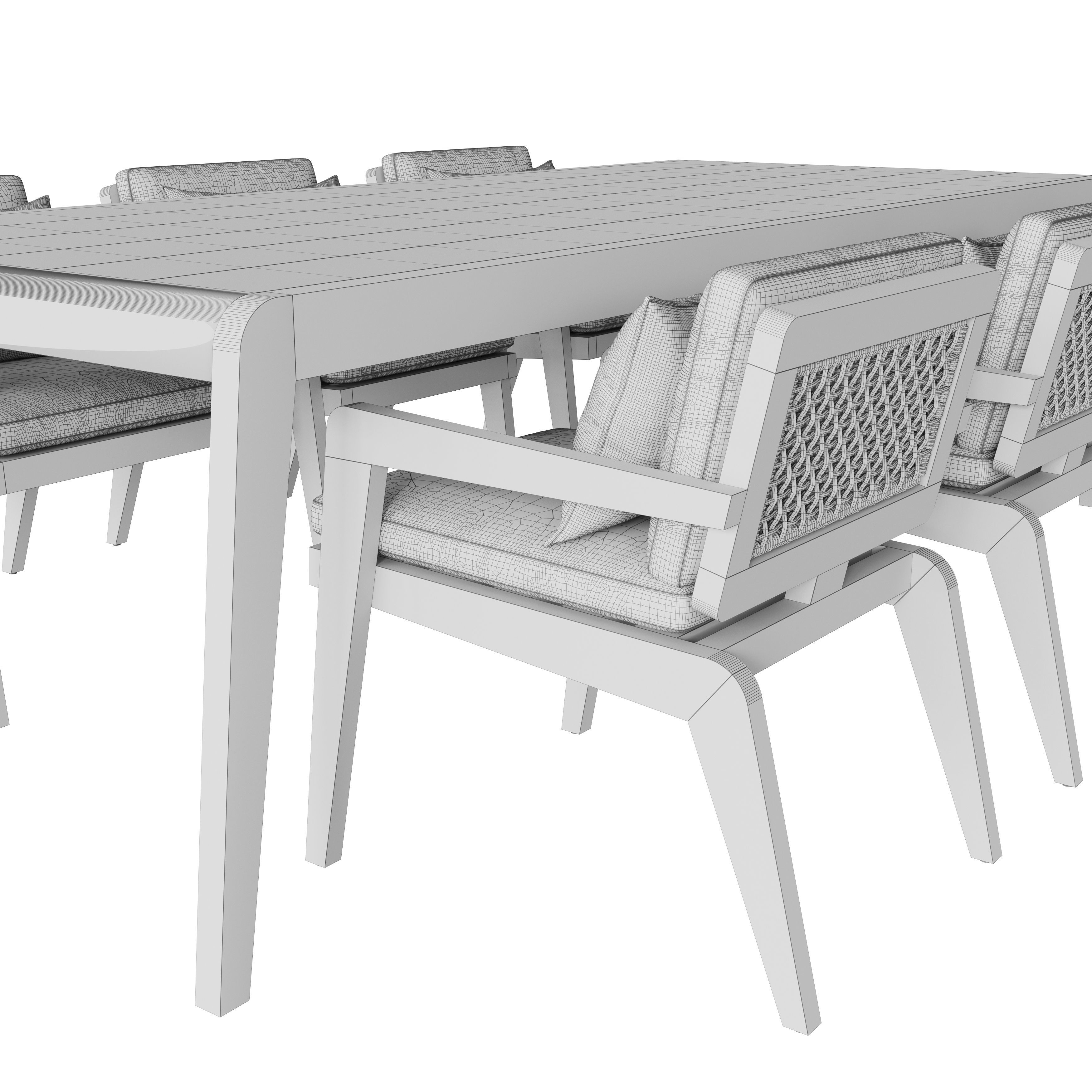 RH AVILA TEAK DINING TABLE 108 3D model_6