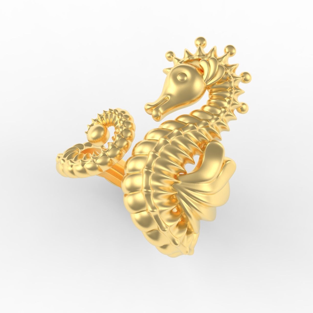 Sea Horse Ring Marine Flora Fauna Jewelry  3D print model_3