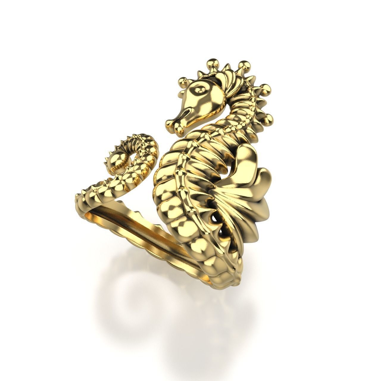 Sea Horse Ring Marine Flora Fauna Jewelry  3D print model_4
