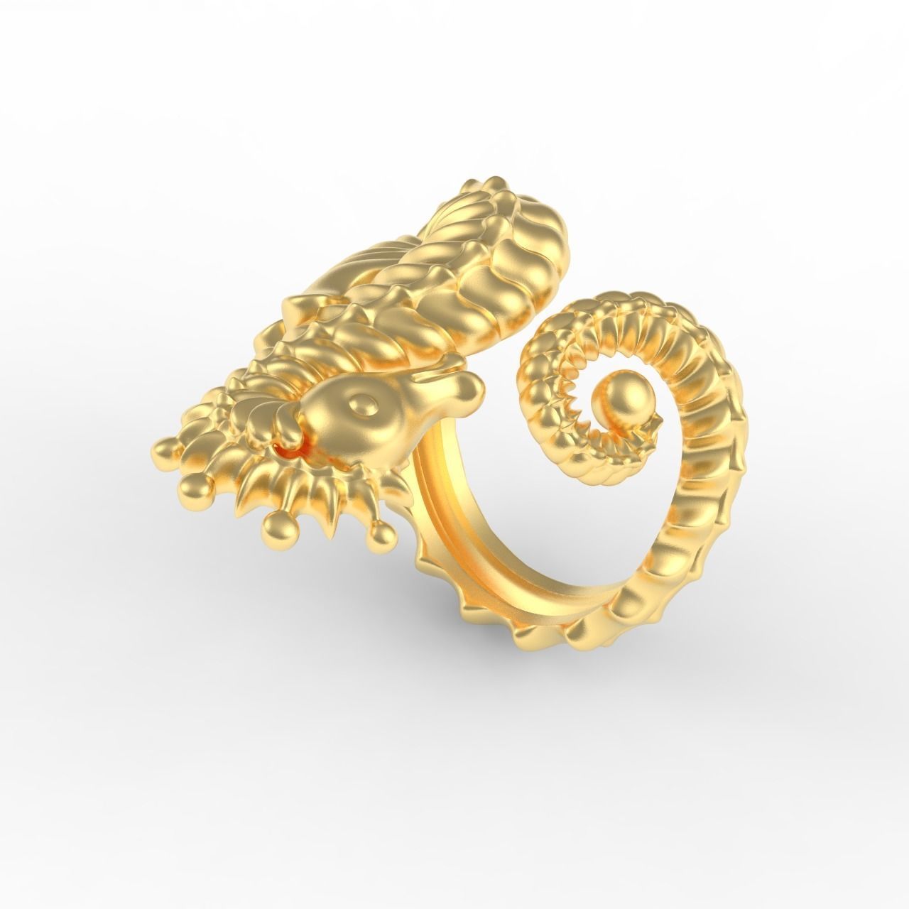 Sea Horse Ring Marine Flora Fauna Jewelry  3D print model_7