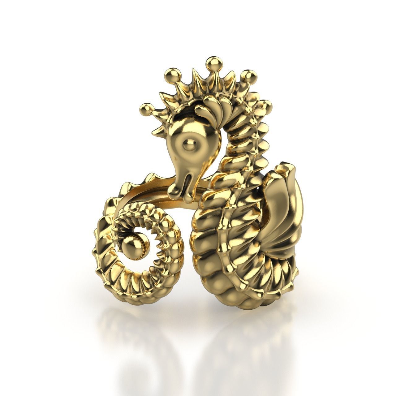 Sea Horse Ring Marine Flora Fauna Jewelry  3D print model_1