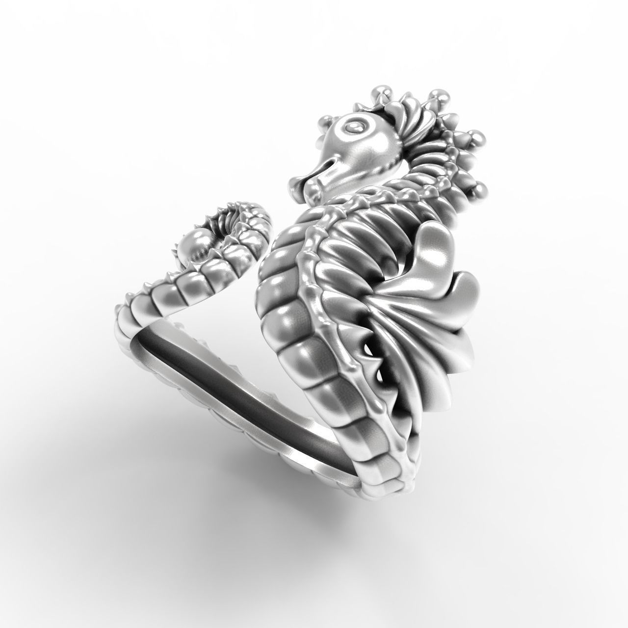 Sea Horse Ring Marine Flora Fauna Jewelry  3D print model_2