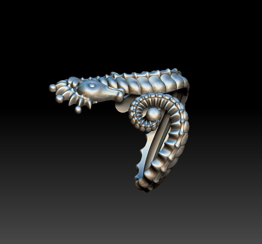 Sea Horse Ring Marine Flora Fauna Jewelry  3D print model_17