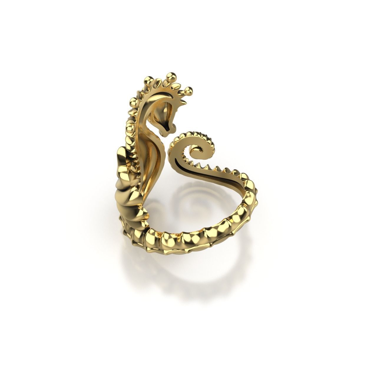 Sea Horse Ring Marine Flora Fauna Jewelry  3D print model_6