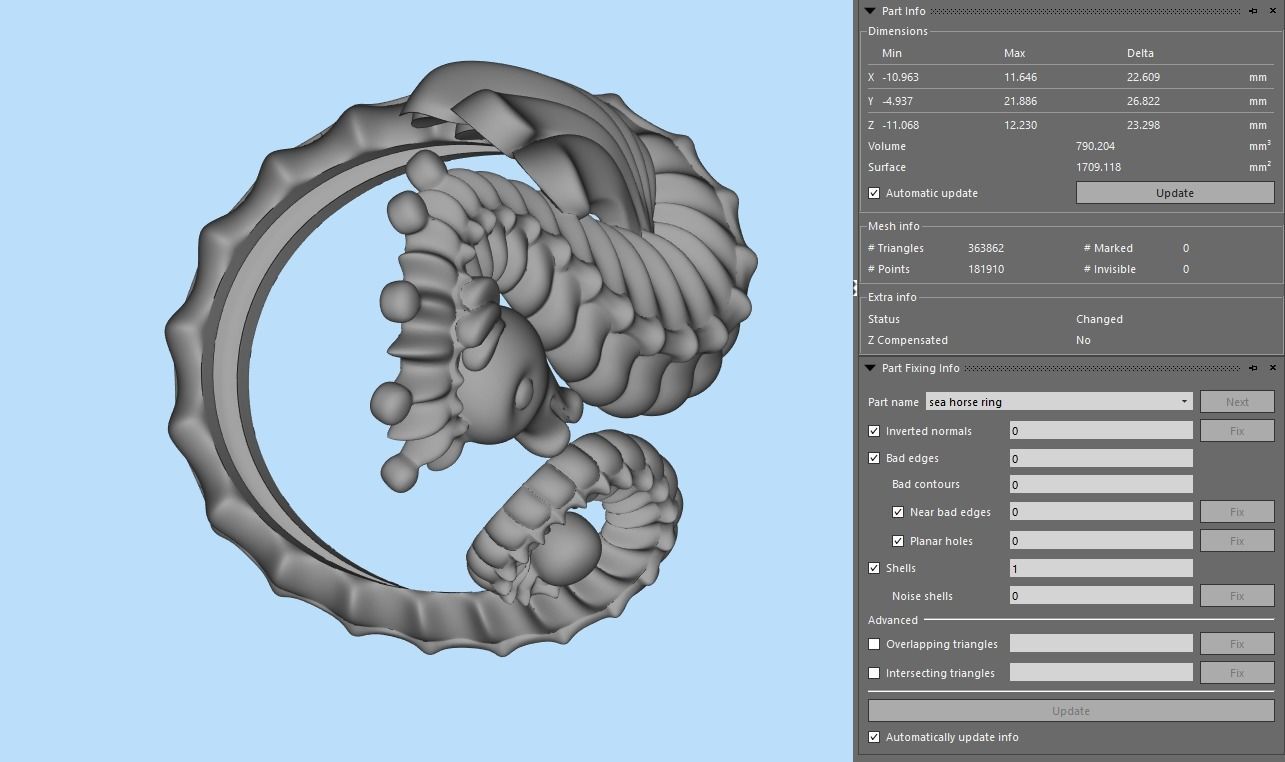 Sea Horse Ring Marine Flora Fauna Jewelry  3D print model_10