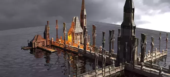 Fishing Town Port Kult Kitbash 3D model