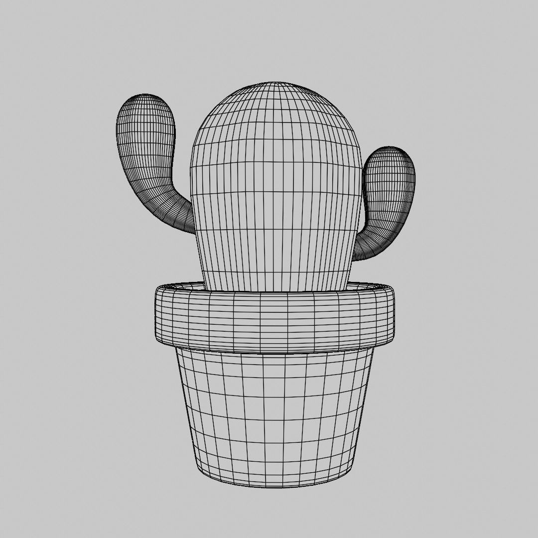 Cartoon Cactus Low-poly 3D model_8