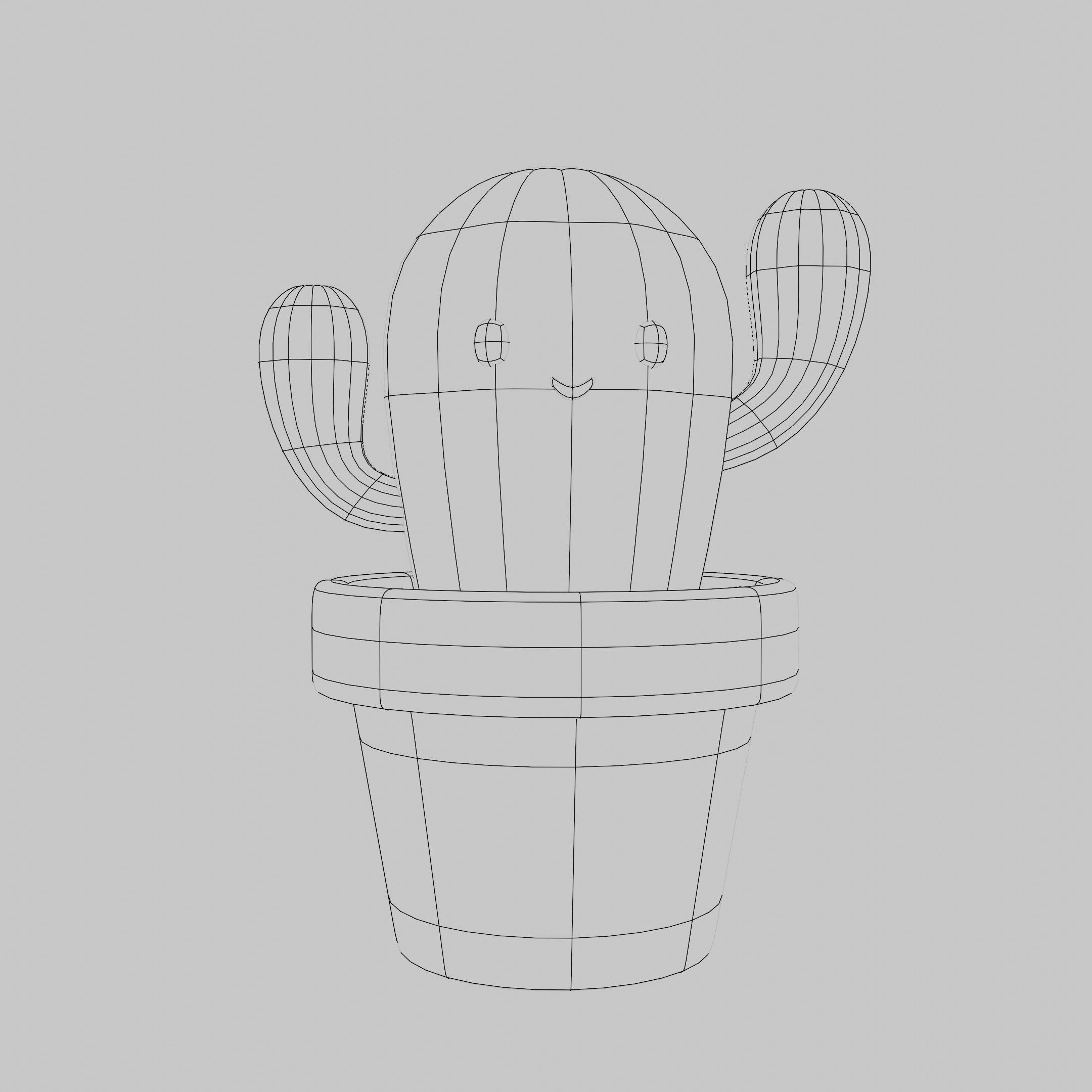Cartoon Cactus Low-poly 3D model_12