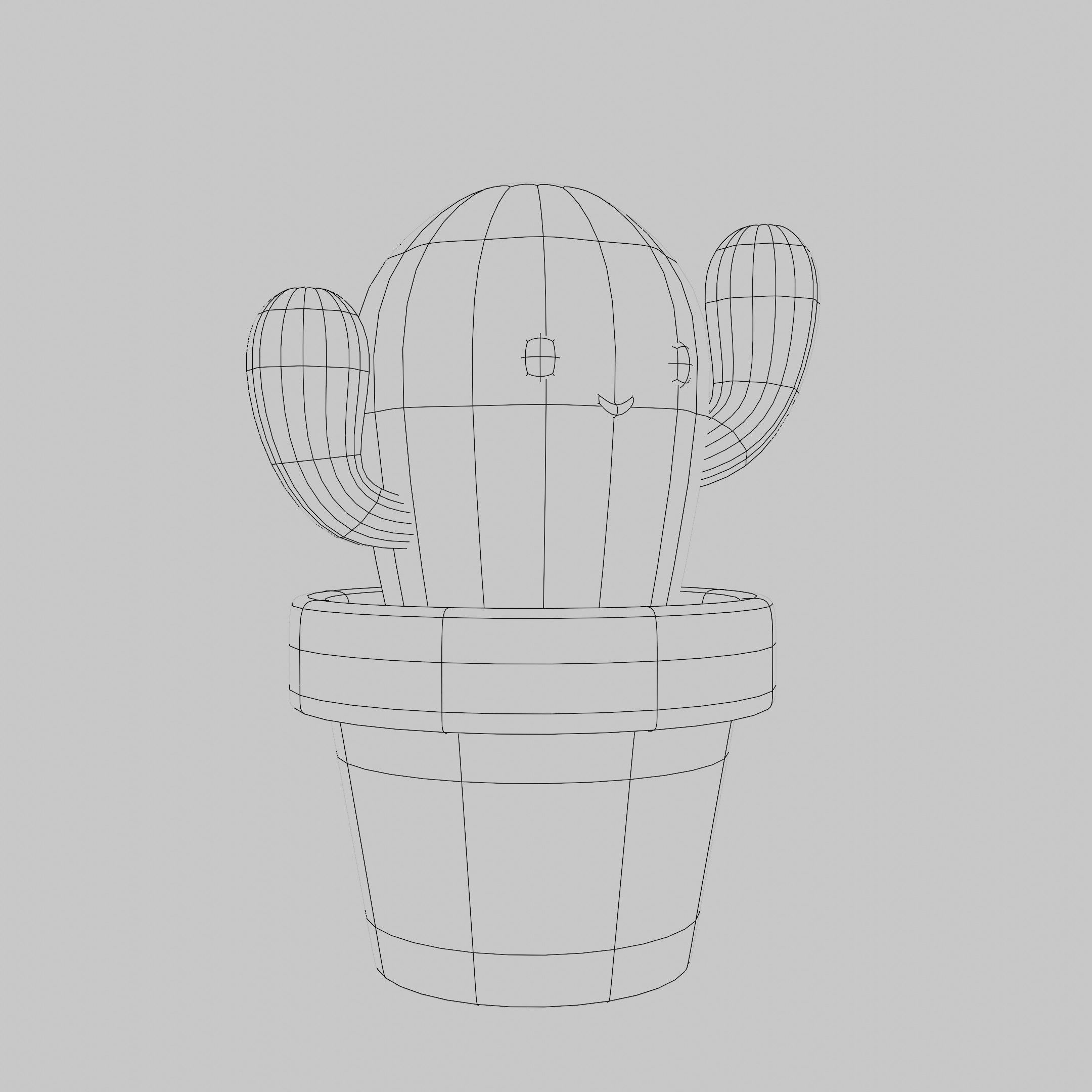 Cartoon Cactus Low-poly 3D model_1