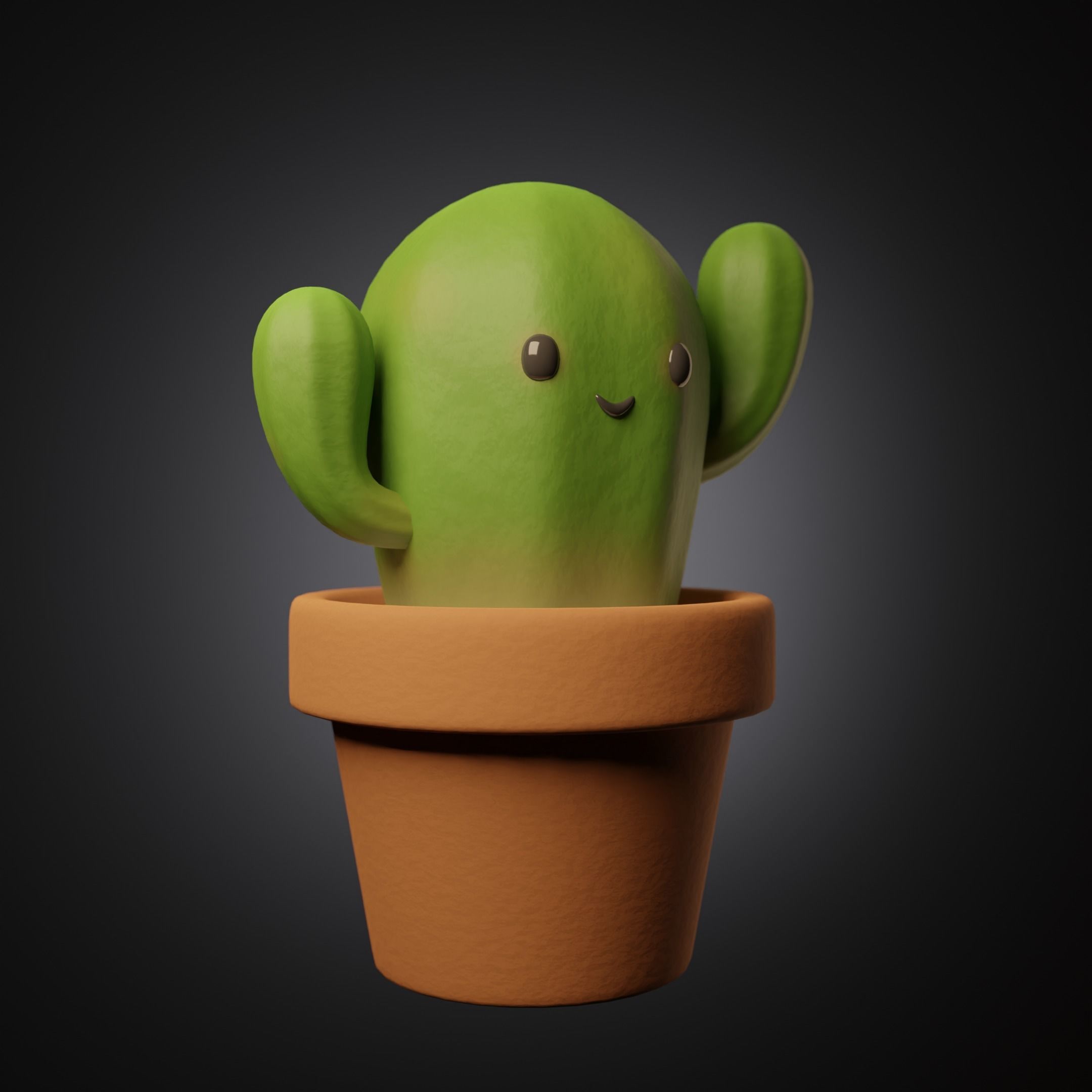 Cartoon Cactus Low-poly 3D model_14