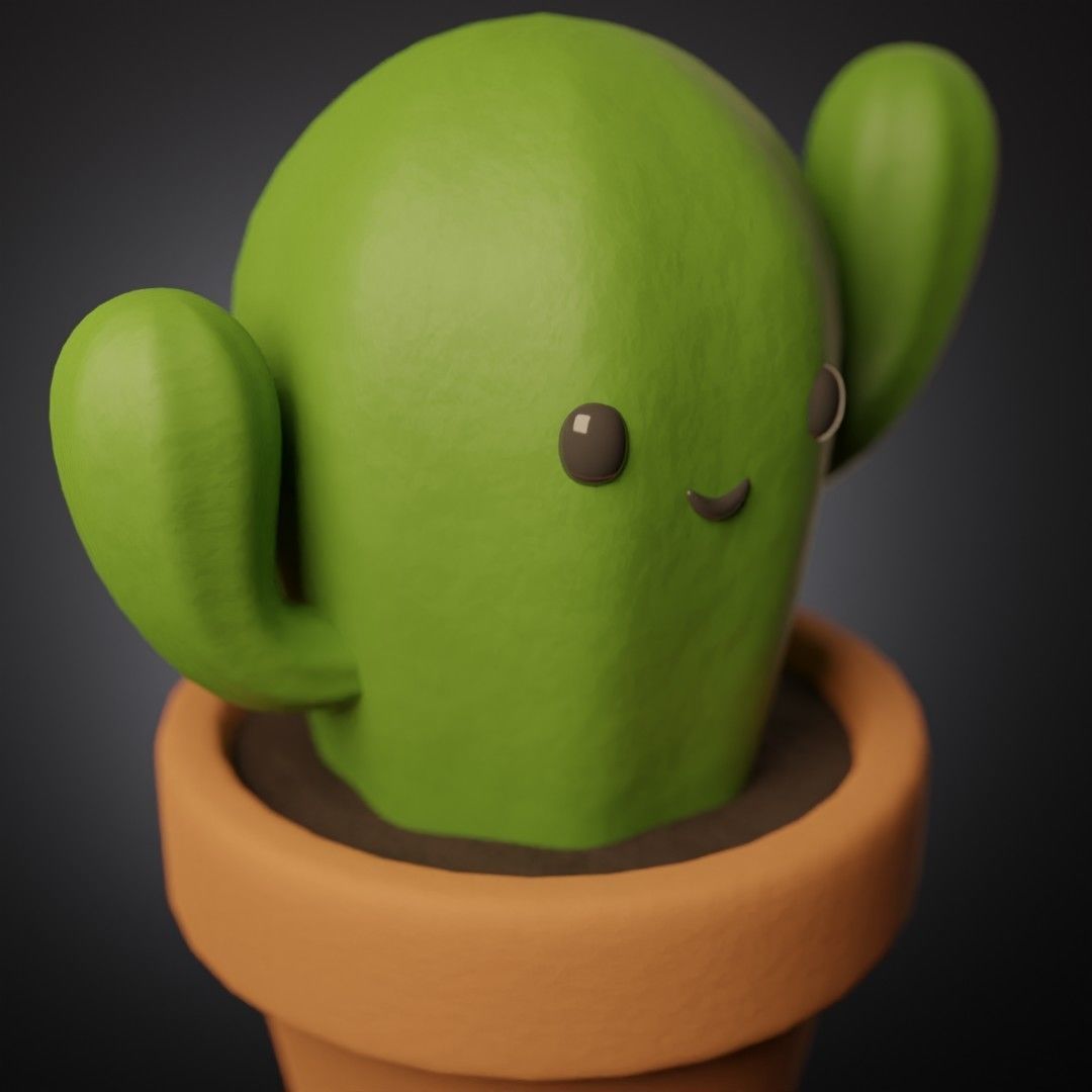 Cartoon Cactus Low-poly 3D model_10