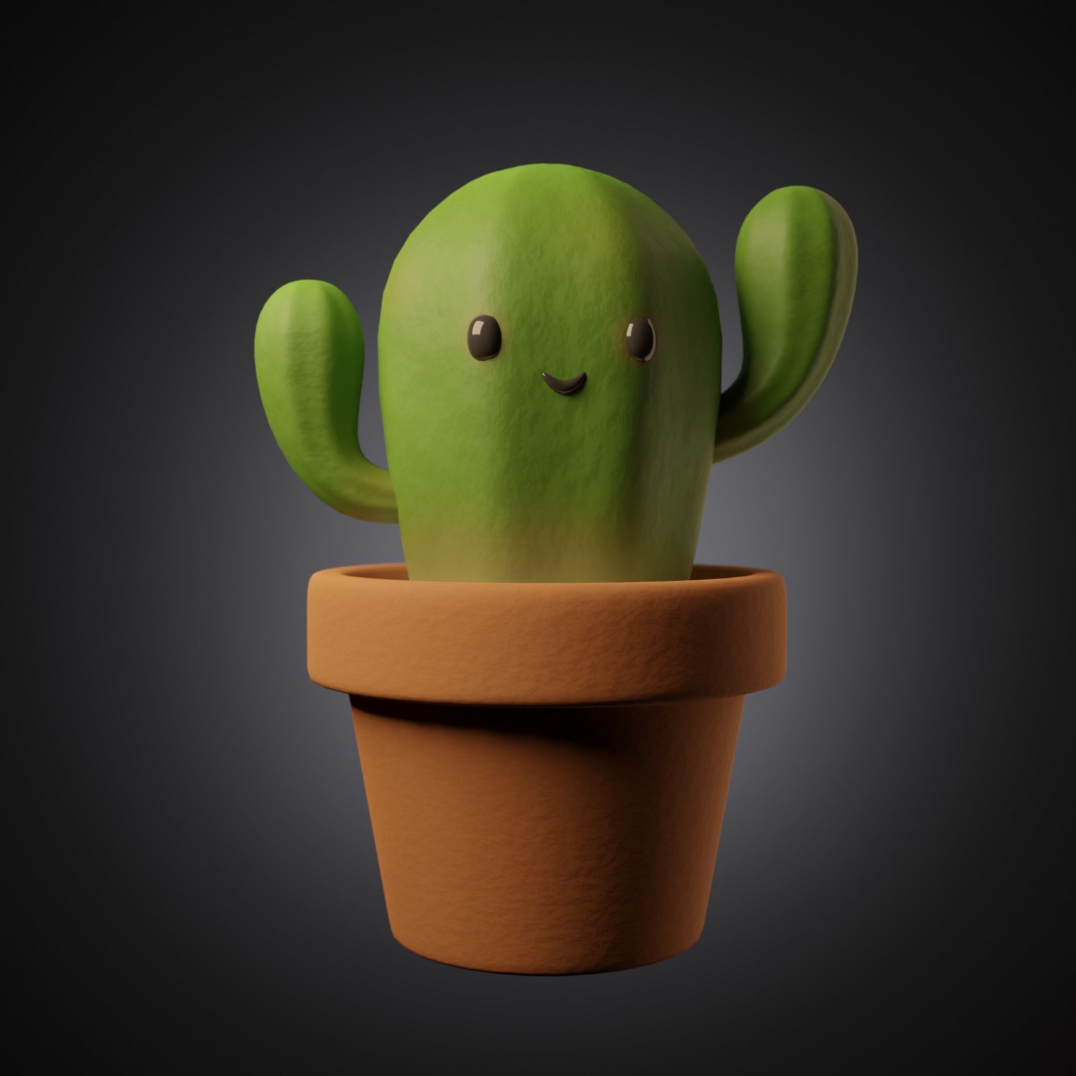 Cartoon Cactus Low-poly 3D model_2