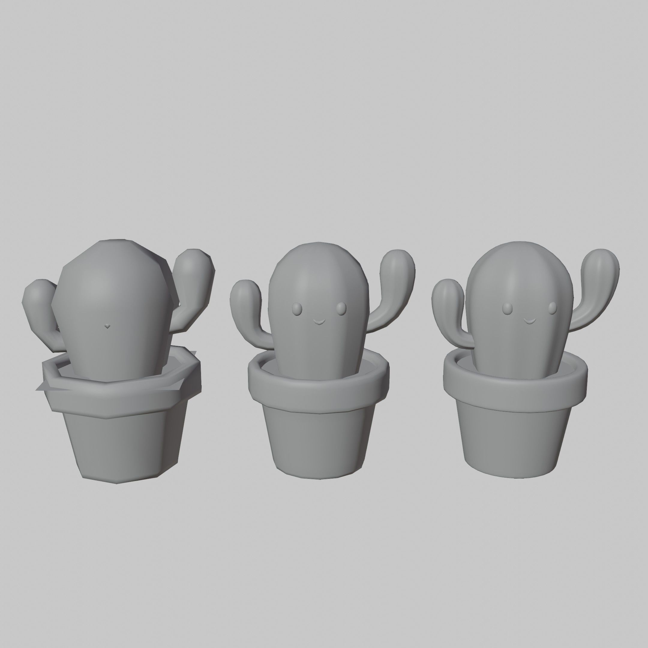 Cartoon Cactus Low-poly 3D model_13