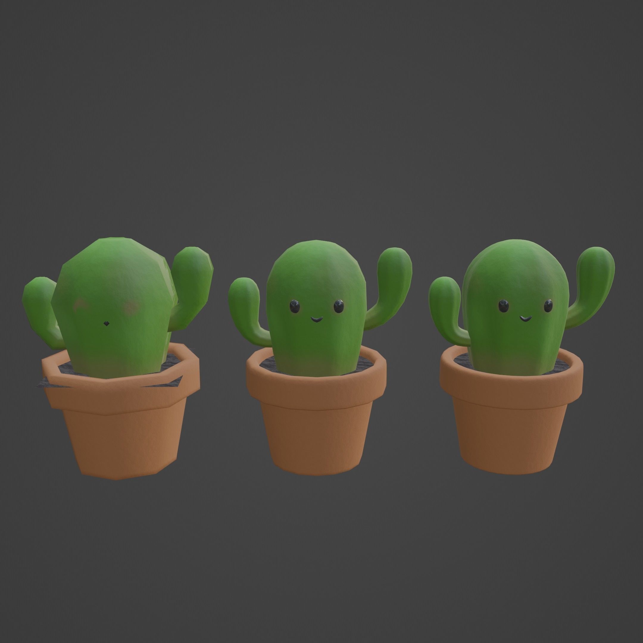 Cartoon Cactus Low-poly 3D model_4