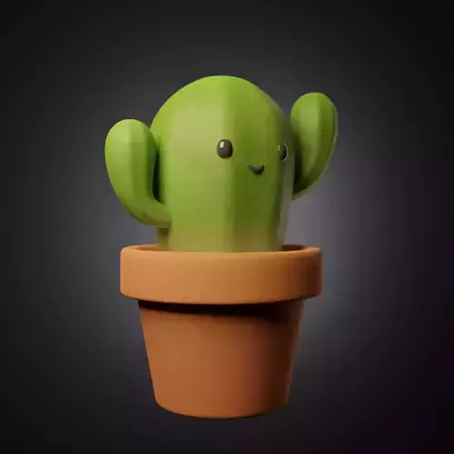 Cartoon Cactus Low-poly 3D model