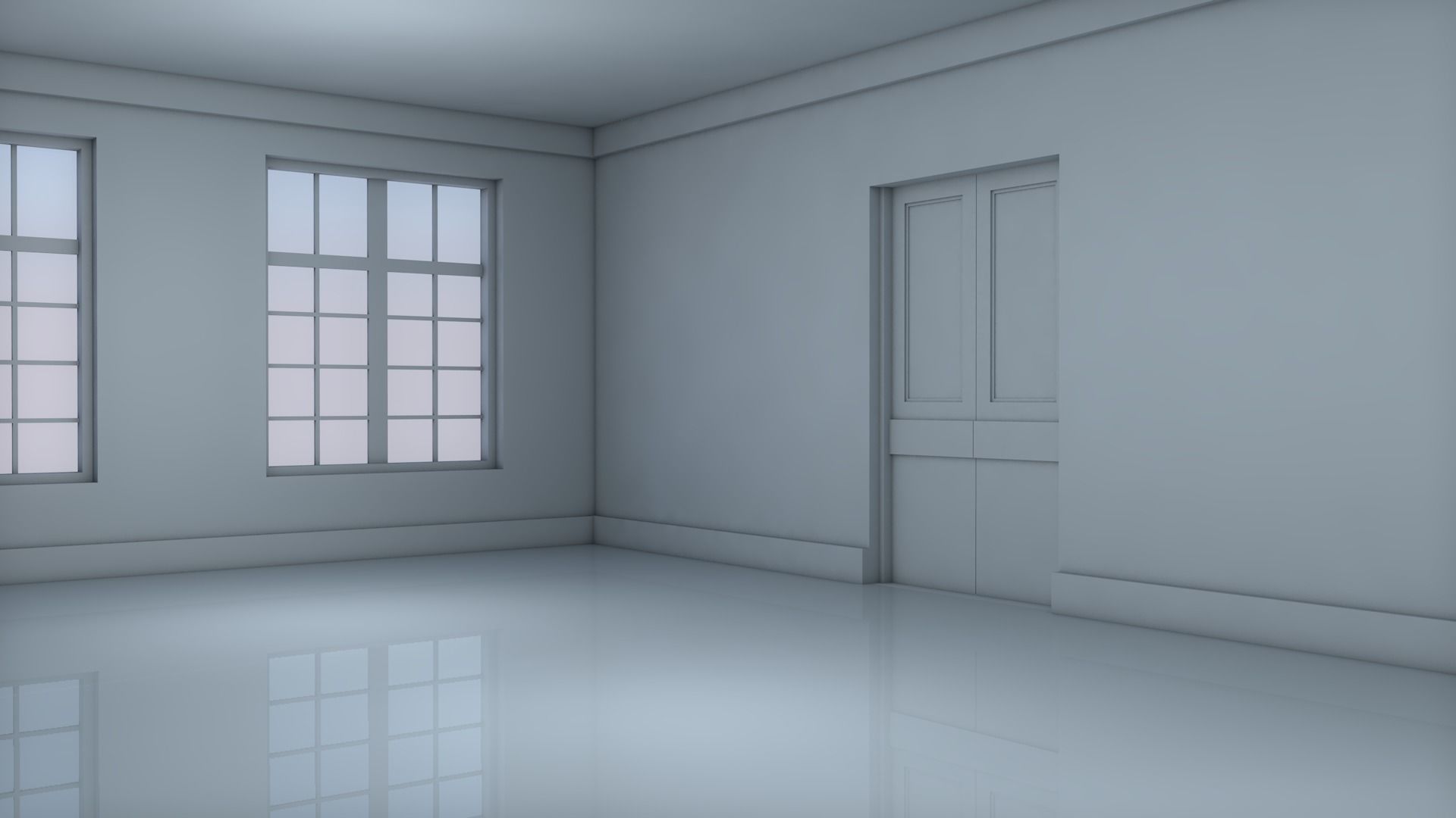 Empty Room Low-poly 3D model_1