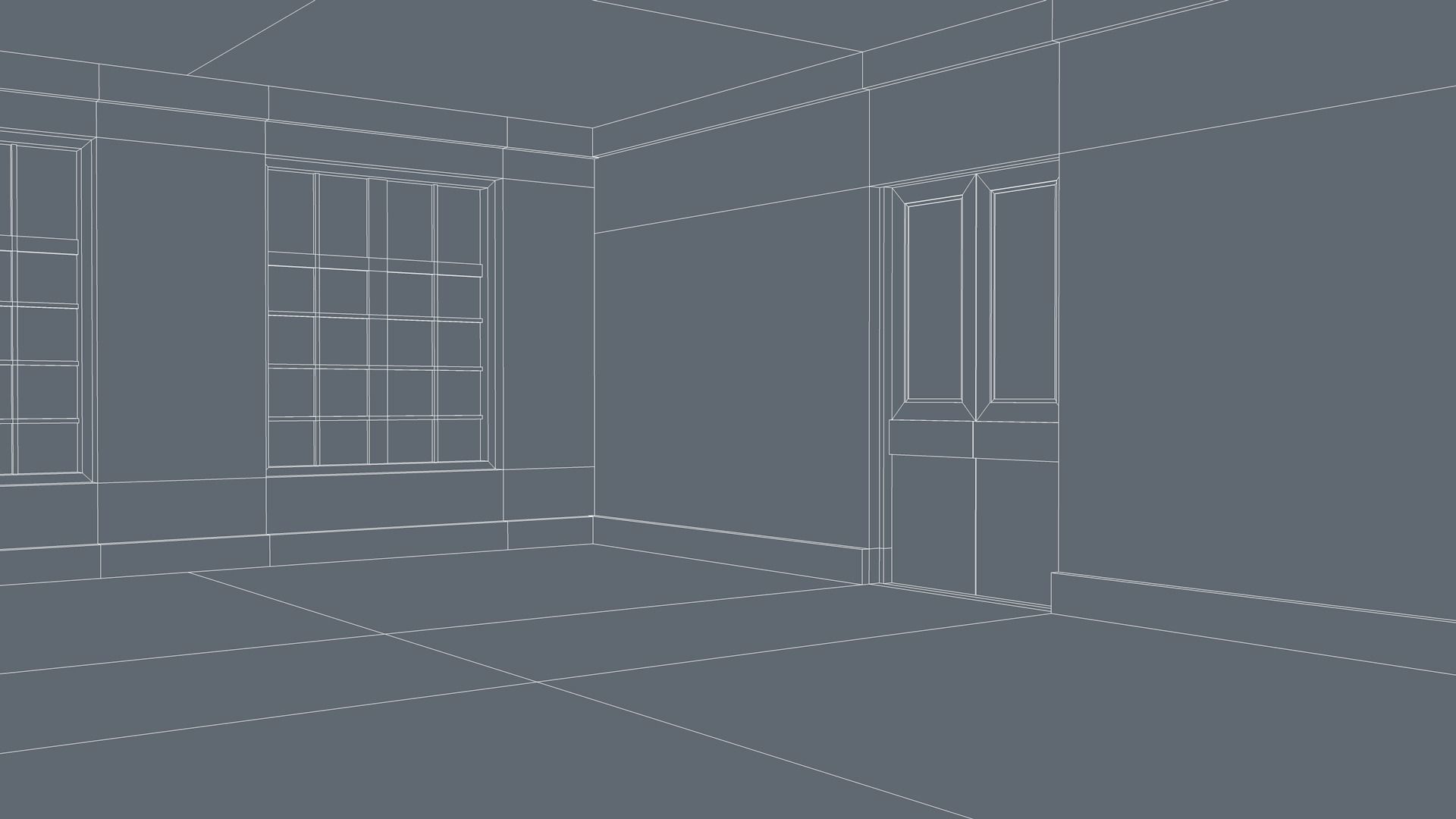 Empty Room Low-poly 3D model_6