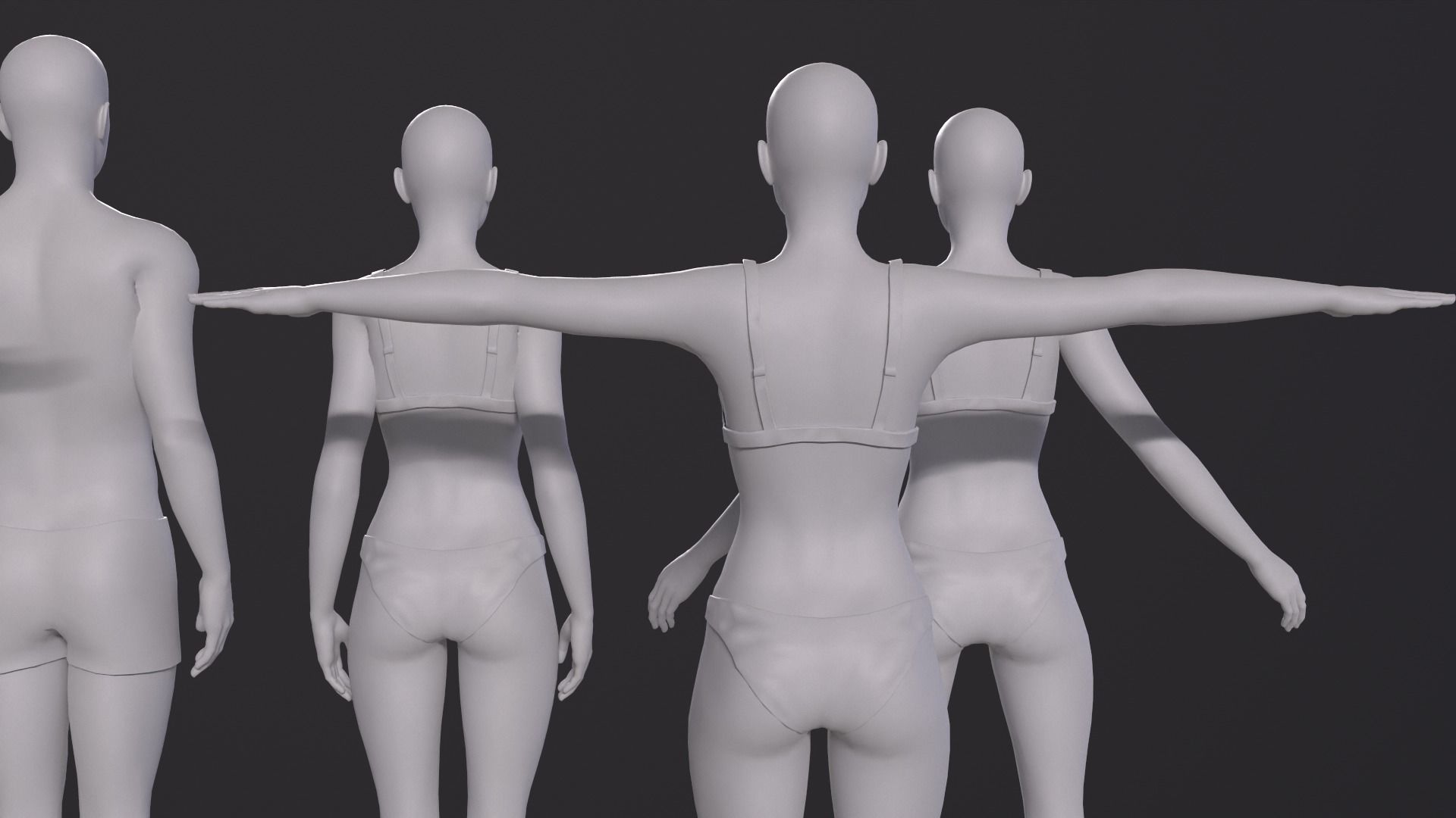 Characters base mesh pack Low-poly 3D model_8
