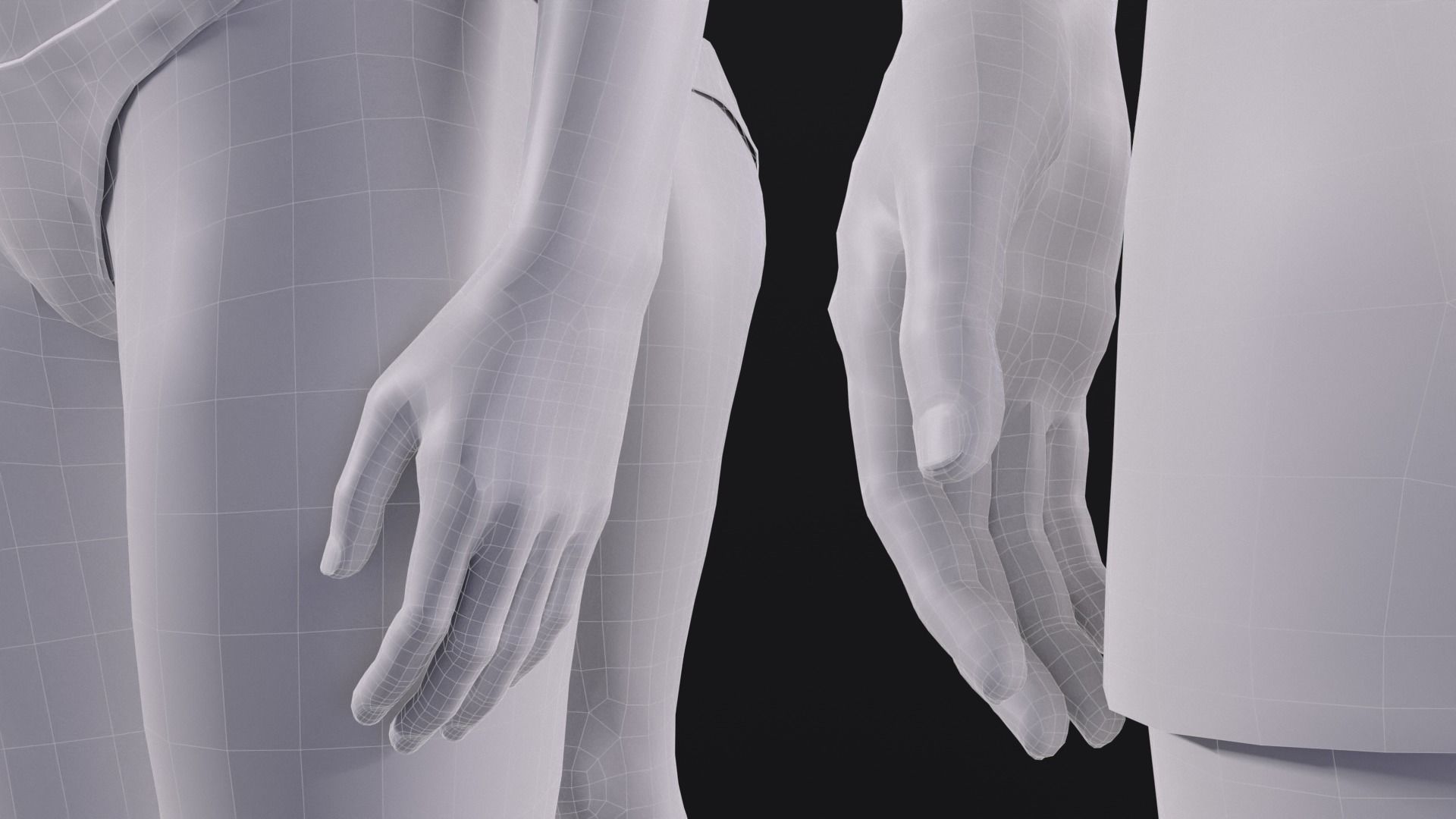 Characters base mesh pack Low-poly 3D model_4