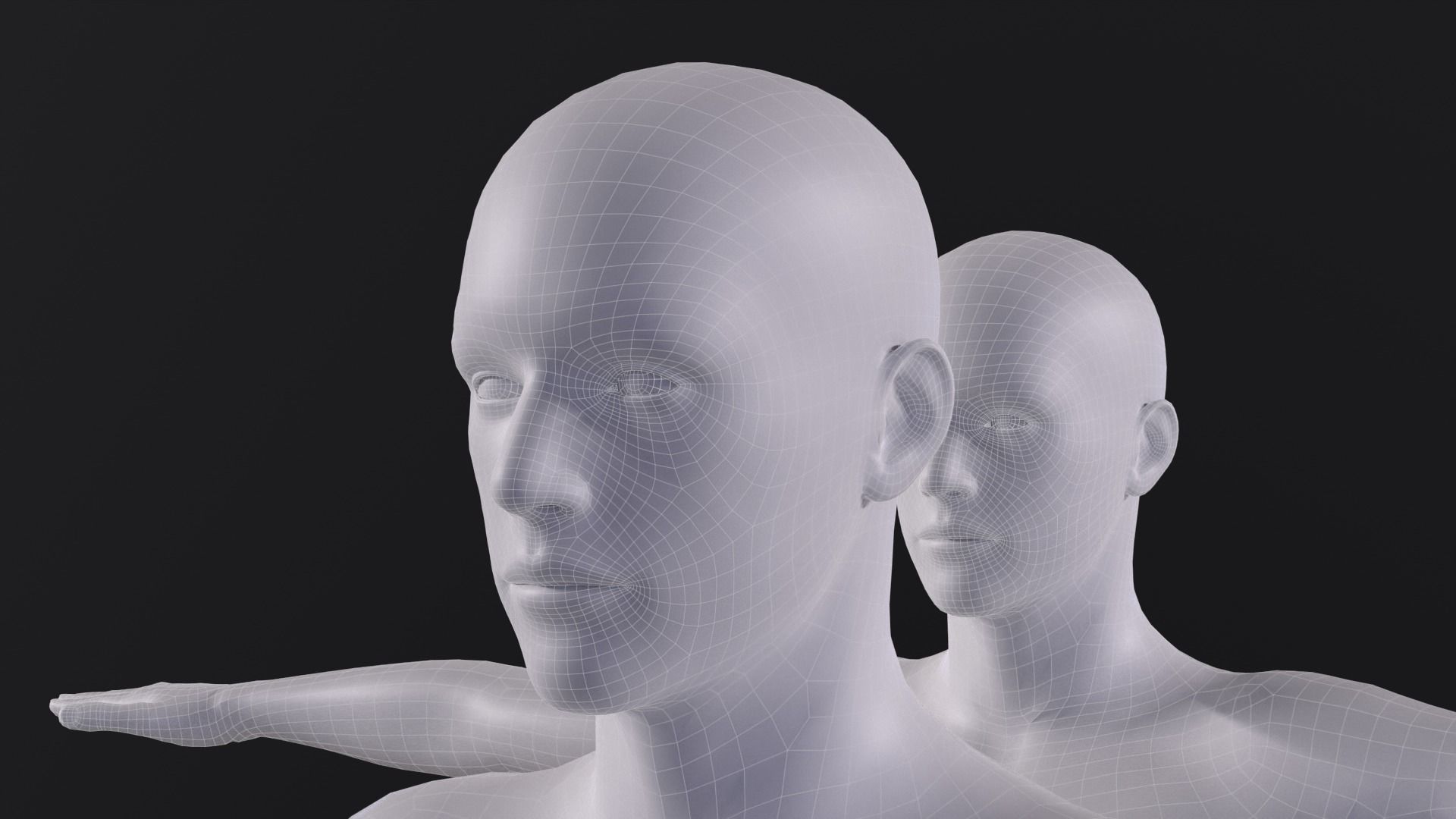 Characters base mesh pack Low-poly 3D model_3