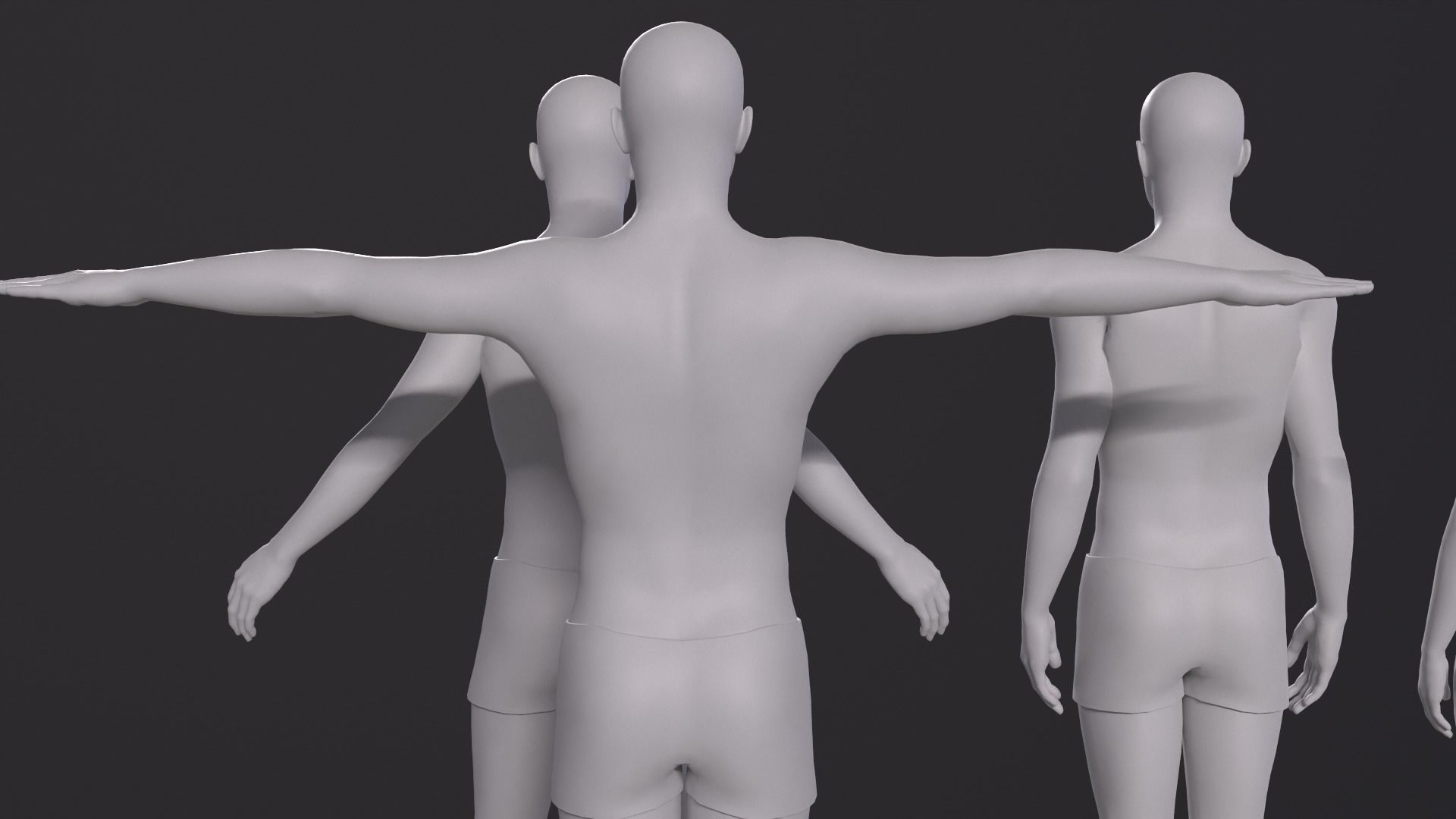 Characters base mesh pack Low-poly 3D model_10