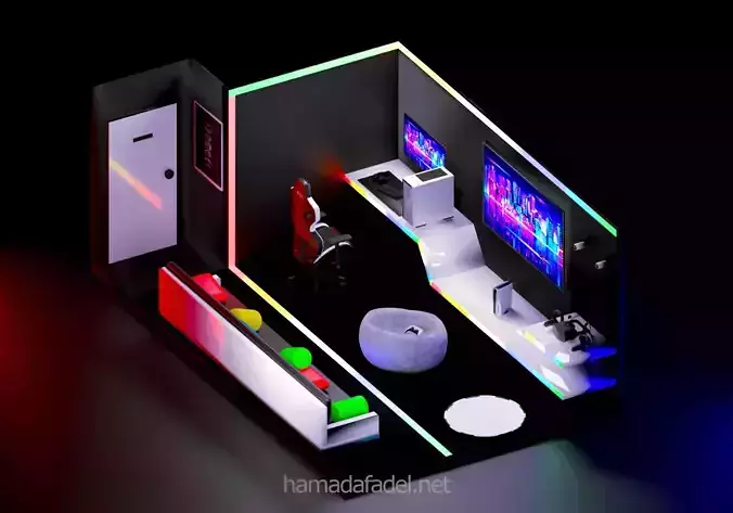 Ultimate Gaming Setup Low-poly 3D model