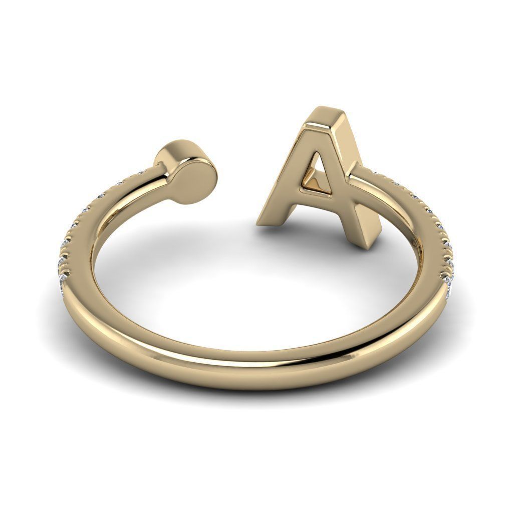 Jewelry alphabet ring A 3D print model_25