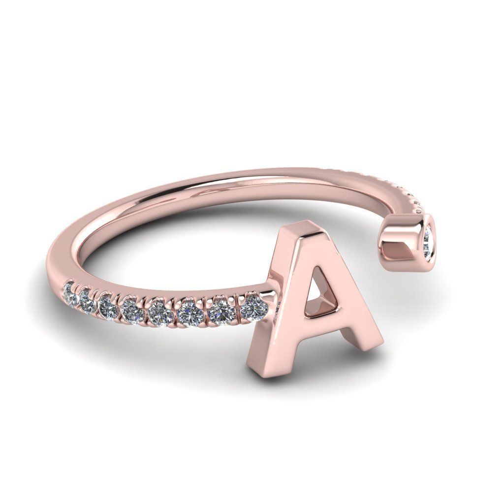 Jewelry alphabet ring A 3D print model_31