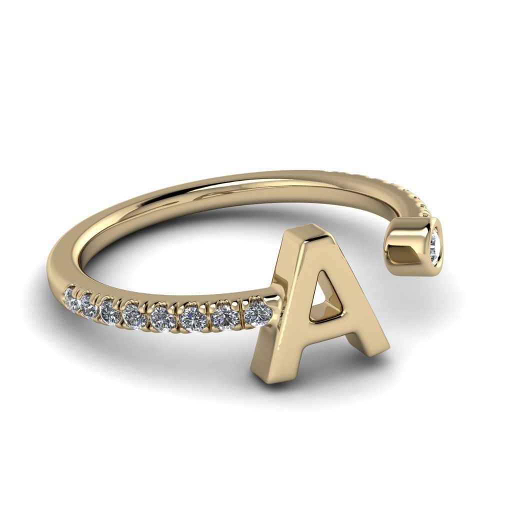 Jewelry alphabet ring A 3D print model_5
