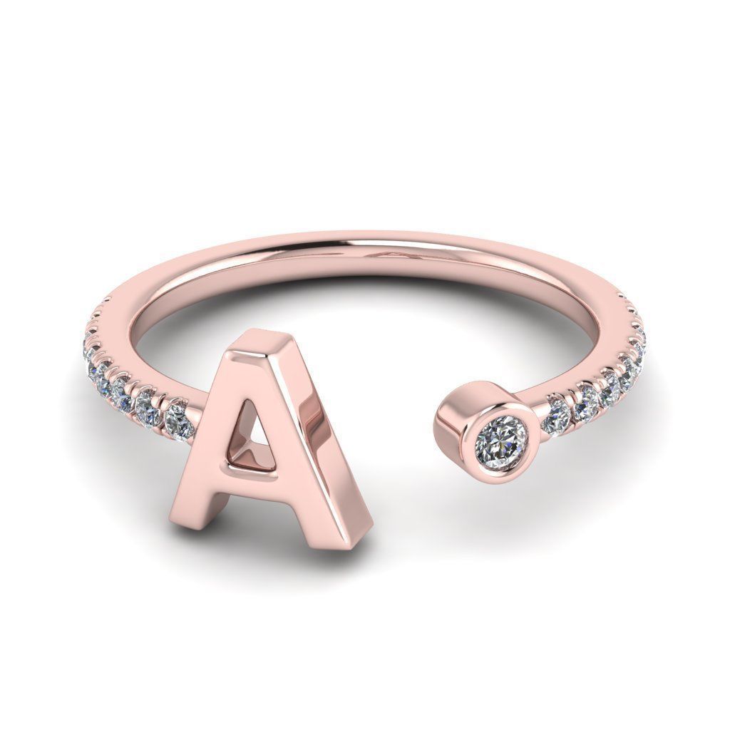 Jewelry alphabet ring A 3D print model_27