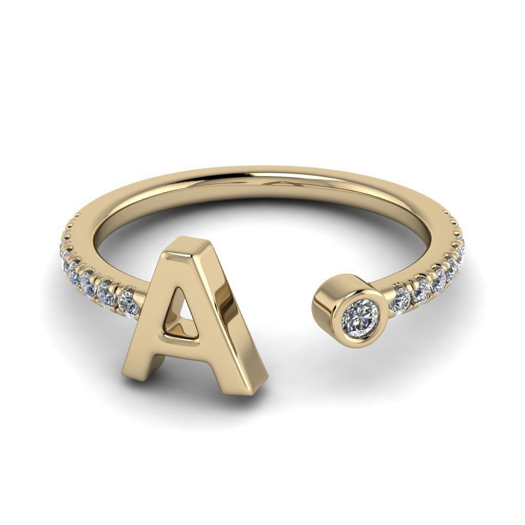 Jewelry alphabet ring A 3D print model_9