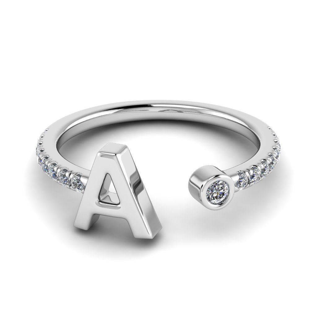 Jewelry alphabet ring A 3D print model_30