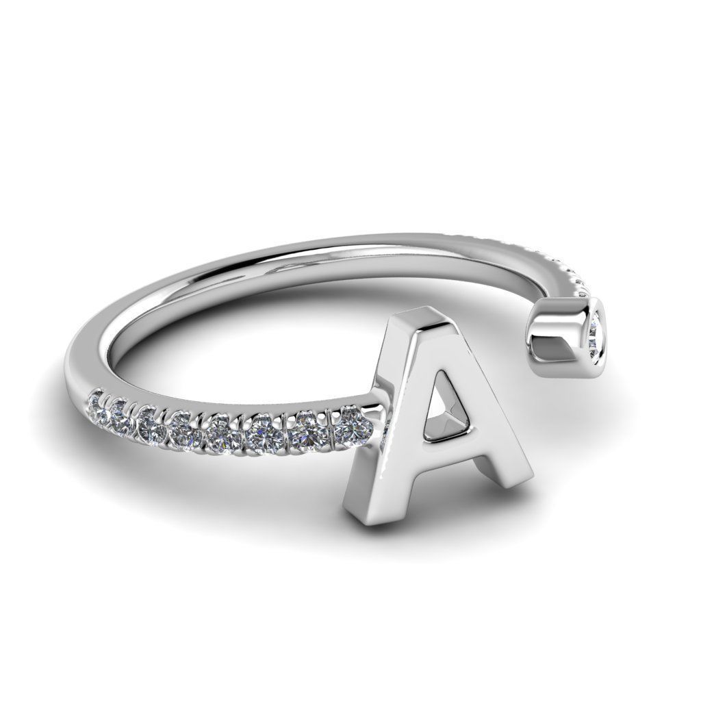 Jewelry alphabet ring A 3D print model_26