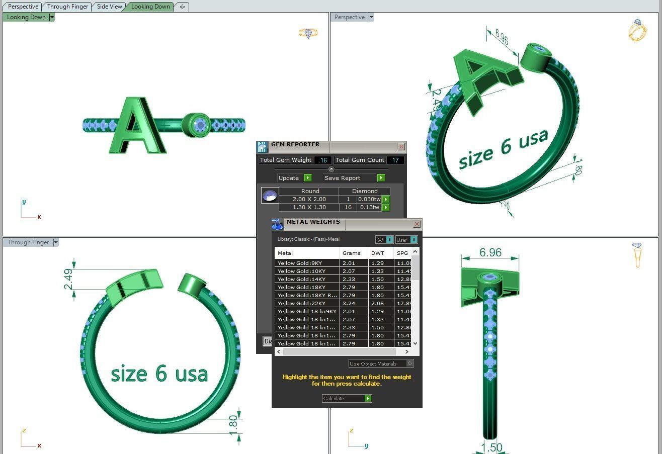 Jewelry alphabet ring A 3D print model_22