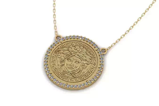 Coin Bezel Diamond Pendant 065