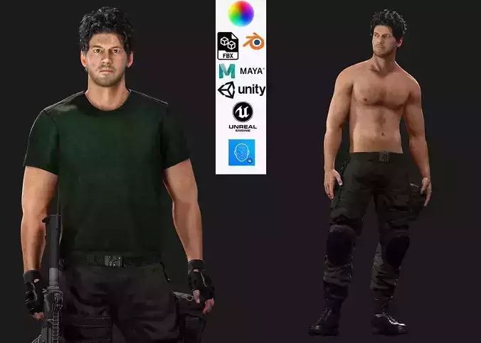 Survival Man Apocalypse Low-poly 3D model