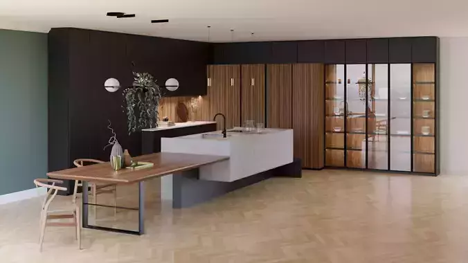Modern island kitchen 3D model - Key Sbabo - Strip 3D model