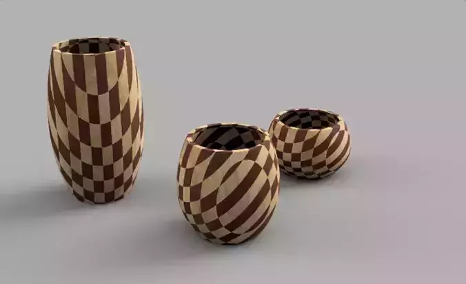 Vase 6 three wooden vases 3D model
