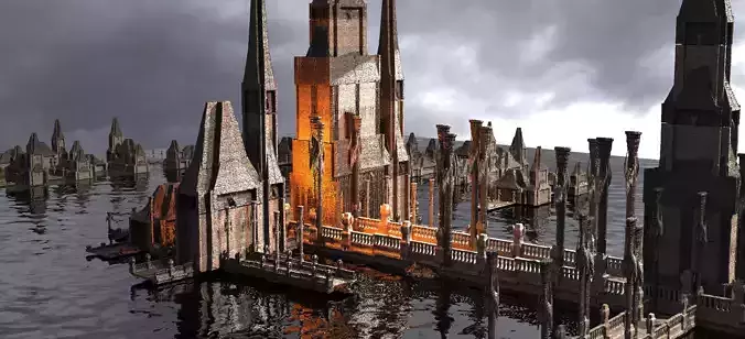 Fishing Town Port Kult Kit bash 2 3D model