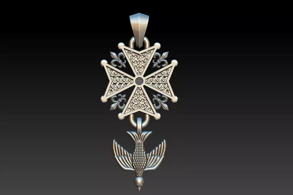 Maltese Cross wtih Holly Spirit Dove - Malta Espirito Santo 3D print model