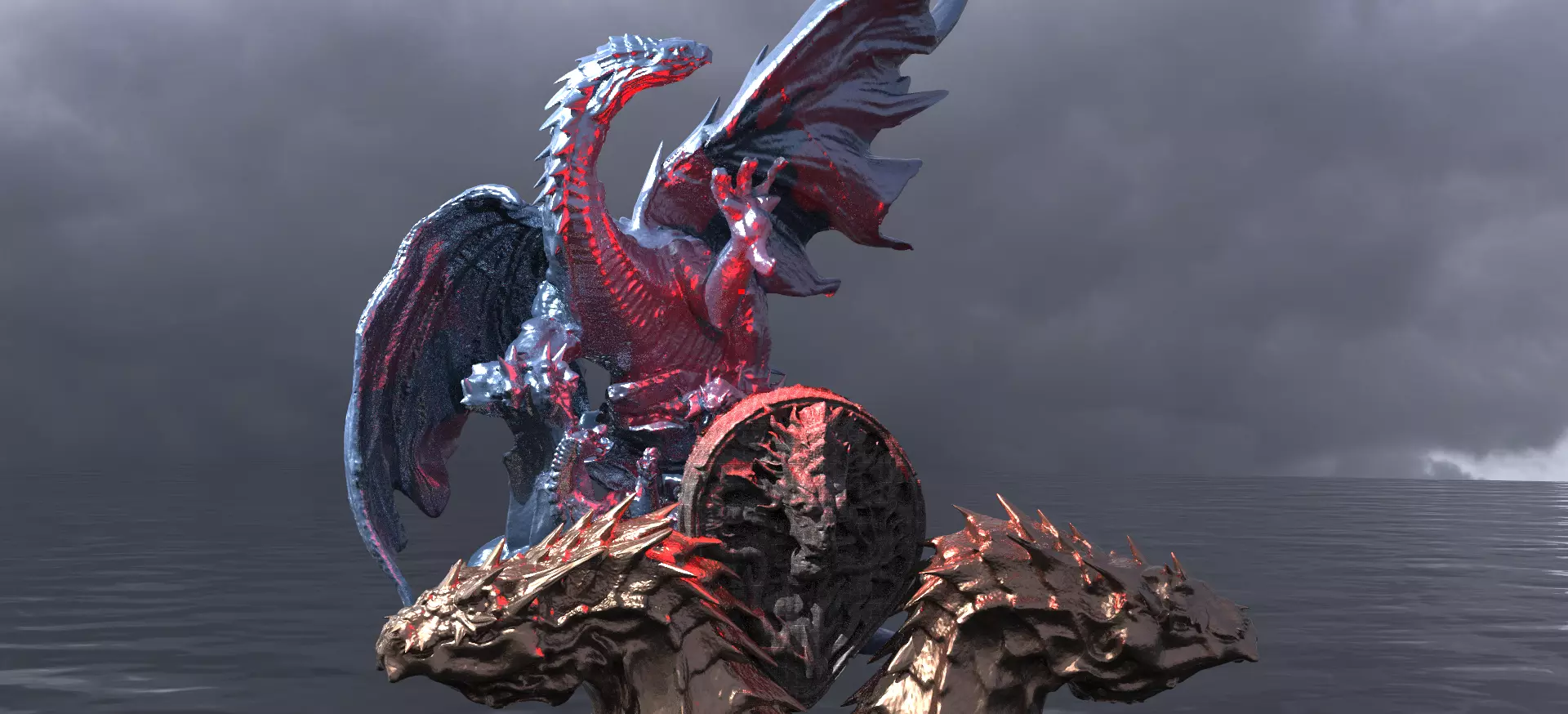 Great Wyvern Arthurian Dragon Statue Collection 3 3D model_0