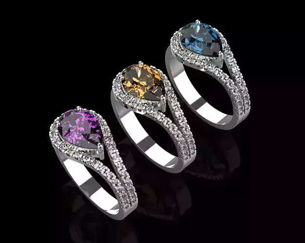 Pear Cut Ring With Diamonds N69