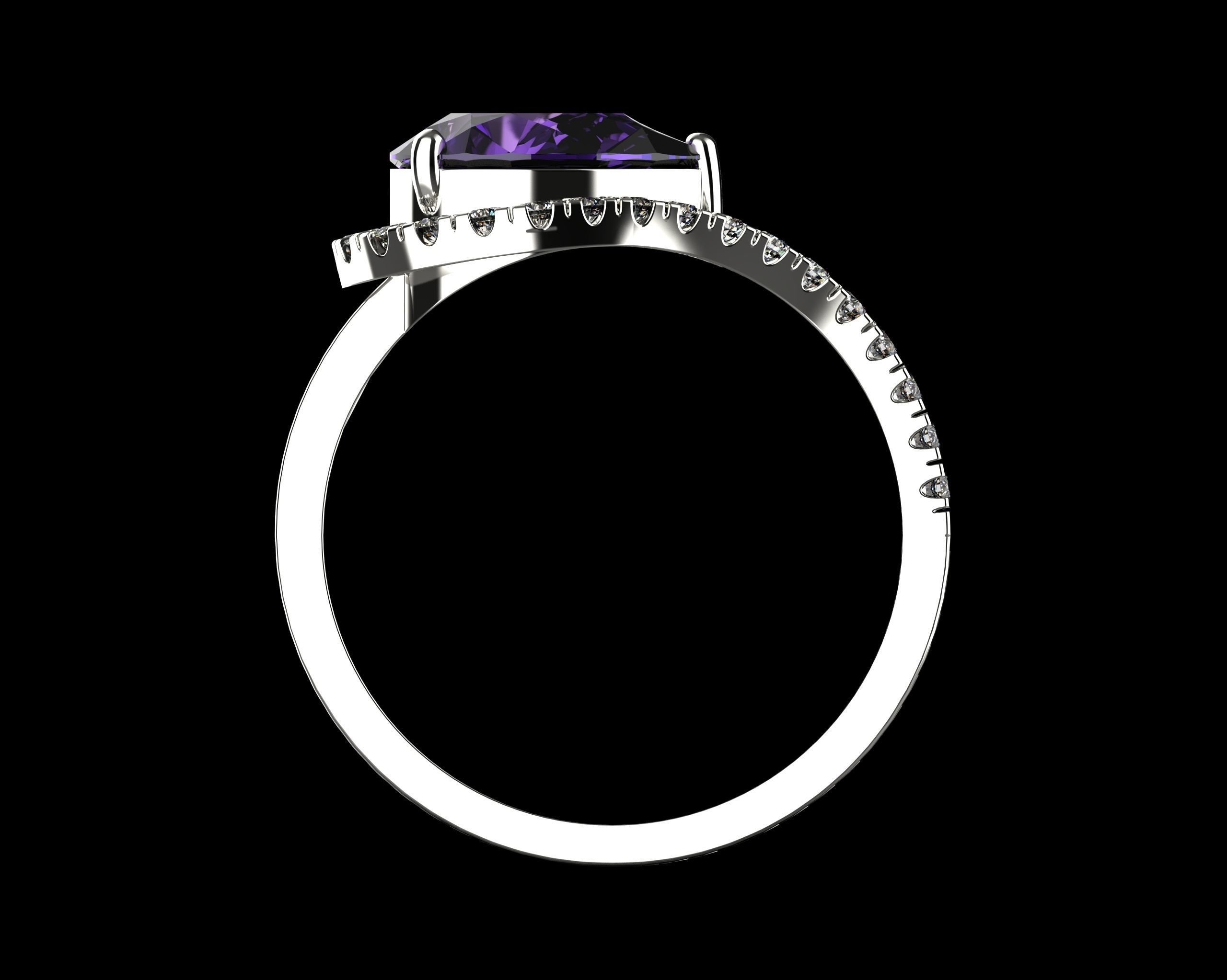 Pear Cut Ring With Diamonds N69 3D print model_13