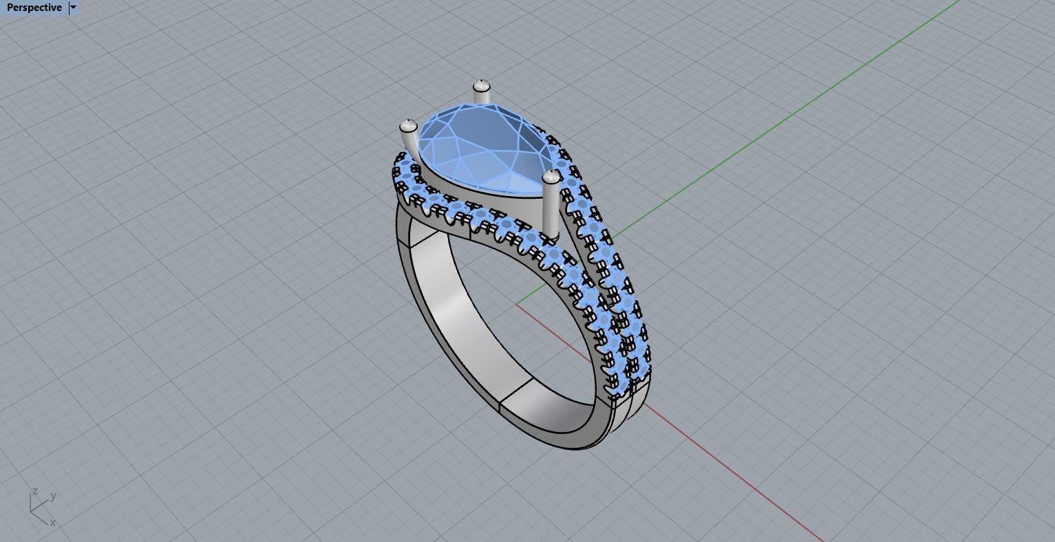 Pear Cut Ring With Diamonds N69 3D print model_19