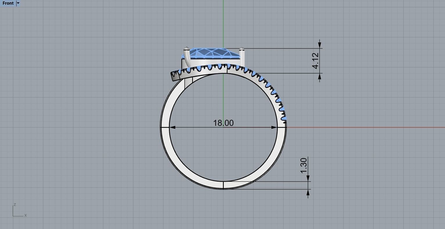 Pear Cut Ring With Diamonds N69 3D print model_6